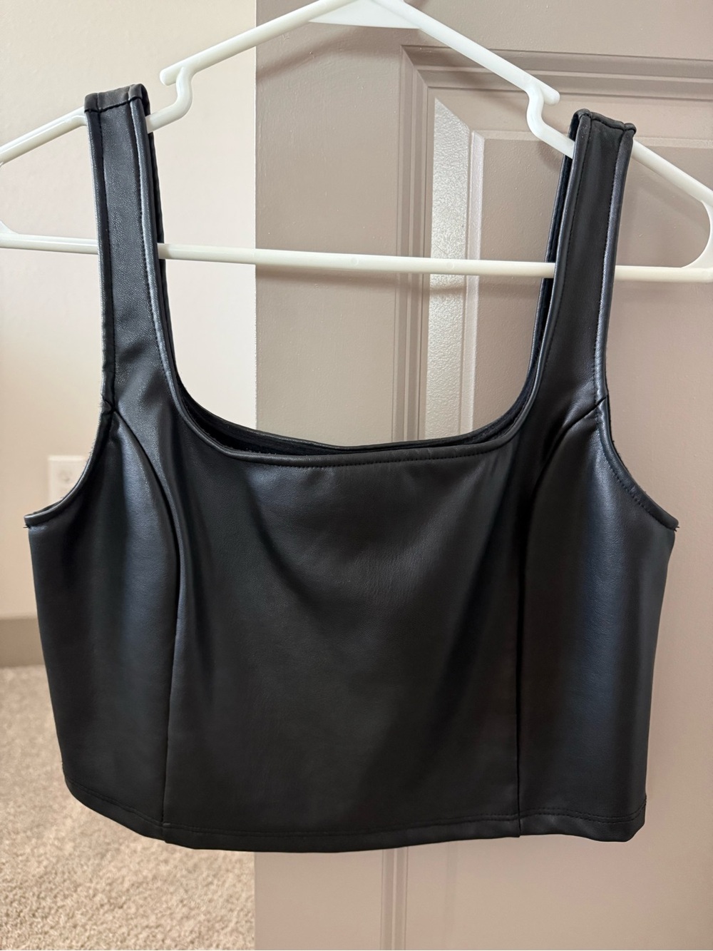 Olive & Oak Black Faux Leather Crop Tank